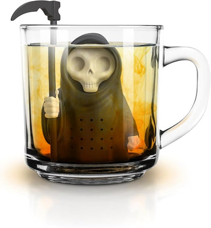Genuine Fred Grim Steeper Reusable Silicone Tea Infuser, Black Grim Reaper Design, Fun and Clever Kitchen Gadget for Tea Lovers and Enthusiasts