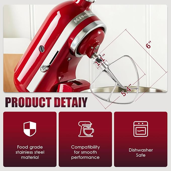 K45B Stainless Steel Flat Beater For Kitchenaid 4-5 Quart Tilt Head Paddle attachment KitchenAid MixerAttachment