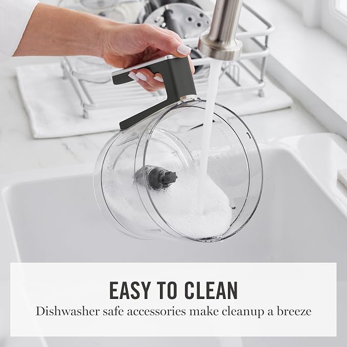 Martha Stewart Food Processor, 10-Cup Electric Chopper for Slicing, Shredding, Mincing and Puree, BPA-Free Twist & Lock Bowl, 3 Multipurpose Blades, Variable Speed Dial, Wide Feed Chute, Caviar Gray