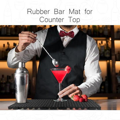 Tioncy 1 Pcs Bar Countertop Supplies Interlocking Mats 12 x 12 Inch Black Shelf Liners Bar Drying Coffee Non Slip Spills Mats for Bartending Home Cocktail Bars Restaurants