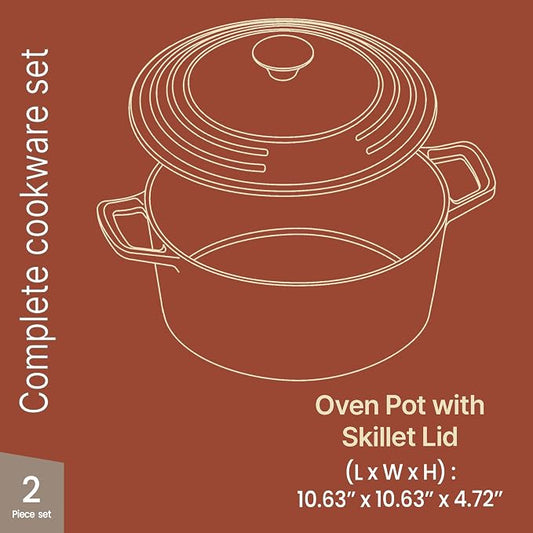 Bakken Enameled Cast Iron Dutch Oven Pot, 6QT Dutch Oven for Bread Baking, Braising & Roasting, Kitchen & Campfire Cooking, Moisture-Locking Lid, Oven Safe Up To 500°F, Works on All Cooktops, Red