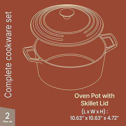 Bakken Enameled Cast Iron Dutch Oven Pot, 6QT Dutch Oven for Bread Baking, Braising & Roasting, Kitchen & Campfire Cooking, Moisture-Locking Lid, Oven Safe Up To 500°F, Works on All Cooktops, Blue