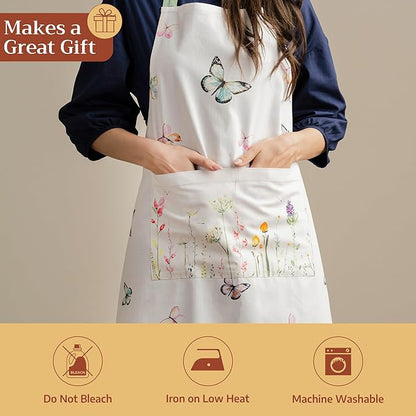 Maison d' Hermine 100% Cotton Apron for women with Pocket Kitchen Chef Apron for Men Cooking Spring Summer