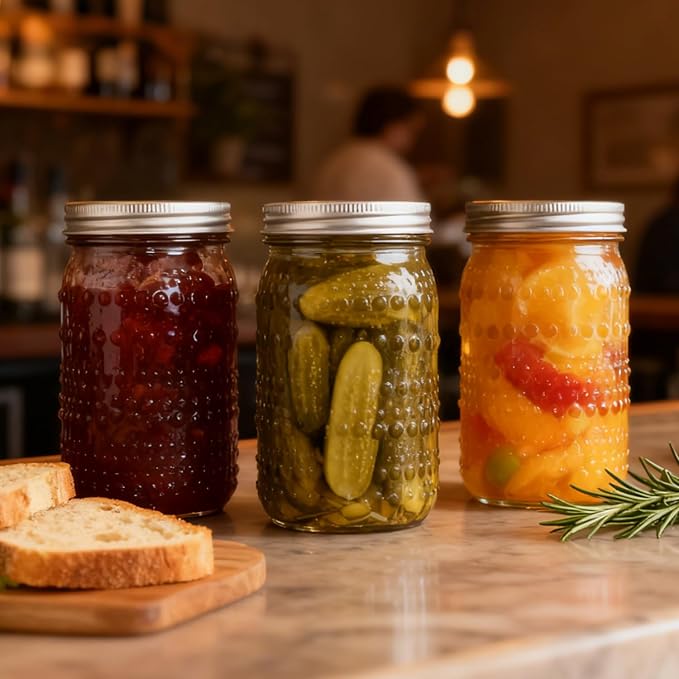 Wide Mouth Mason Jars 32oz, 4 Pack Quart Mason Jars with Lids, Glass Canning Jars for Pickling, Storing Food, Meal Prep, Salad Jam, Overnight Oats, Yogurt