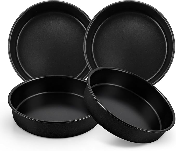 P&P CHEF 9 Inch Cake Pan Set of 4, 4 Pieces Nonstick Round Cake Baking Pans, Stainless Steel Smash Layer Cake Tin Bakeware for Cooking Steaming, Healthy & Sturdy, Oven & Dishwasher Safe