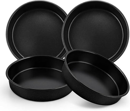 P&P CHEF 9 Inch Cake Pan Set of 4, 4 Pieces Nonstick Round Cake Baking Pans, Stainless Steel Smash Layer Cake Tin Bakeware for Cooking Steaming, Healthy & Sturdy, Oven & Dishwasher Safe