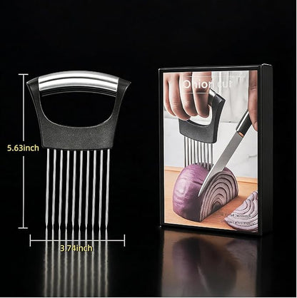 2025 Upgraded Onion Slicer, Onion Holder Chopper for Slicing, Chopper Slicer Assistant Tool, Cutter for Slicing of Meat, Potato, Tomato Kitchen Gadgets (3, Black)
