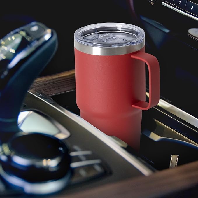 20oz Tumbler Bulk with Lid, Stainless Steel Tumbler Bulk with Handle, Metal Insulated Travel Coffee Mug Set with Handle, Double Wall Vacuum Leak Proof Tumbler Cup, Red 6 Pack