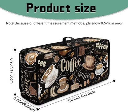 Toaster Cover 2 Slice Black Coffee Theme Cover for 2 Slice Slim Toaster Easy to Fold and Carry Small Appliance Covers, Dustproof & Water-Resistant, Easy to Clean