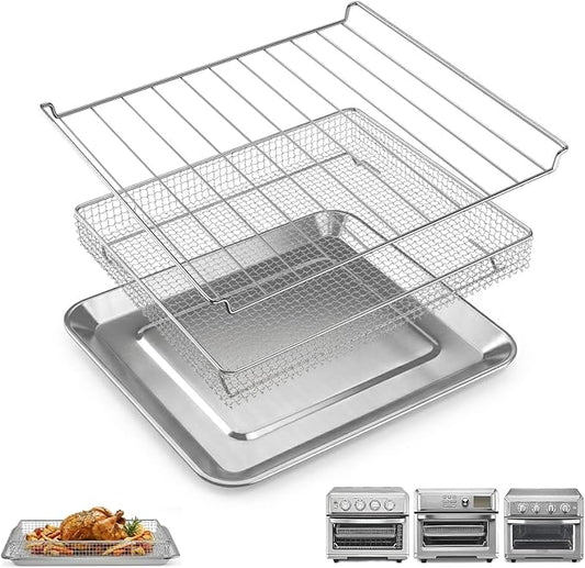 3PCS Baking Set for Cuisinart TOA-60/65/70 Air Fryer Oven, Basket Pan | 3 Pieces Baking Set for Cuisinart TOA-60 TOA-65 TOA-70 Air Fryer Toaster Oven,Air Fryer Basket Pan,Dishwasher Safe