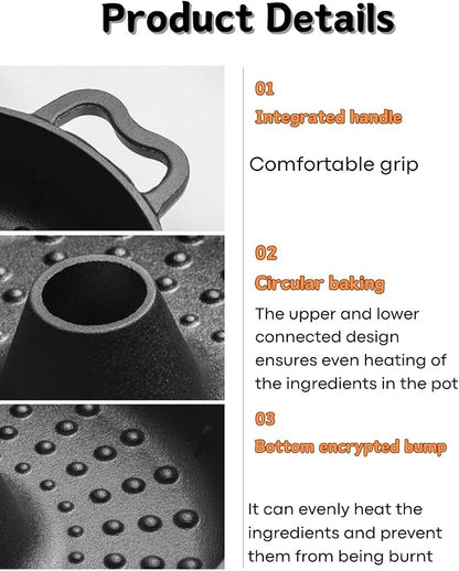 Large Garlic Roaster, Cast Iron Garlic Roaster for Oven Grill, Cast Iron Skillets Pan for BBQ, Picnic Garlic Baker with 2 Garlic Presses