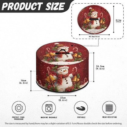 Bells Snowman Slow Cooker Cover Protection Crock Fits for Most 6-8 Quart Oval Slow Cooker Dustproof Small Appliance Accessories Christmas Decor