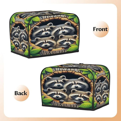 Animal Raccoon Toaster Cover 4 Slice Wide Slot Washable Toaster Covers | Cute Art Dust and Fingerprint Protection Bread Maker Covers for Kitchen Accessories Decor Bakeware Women Gift