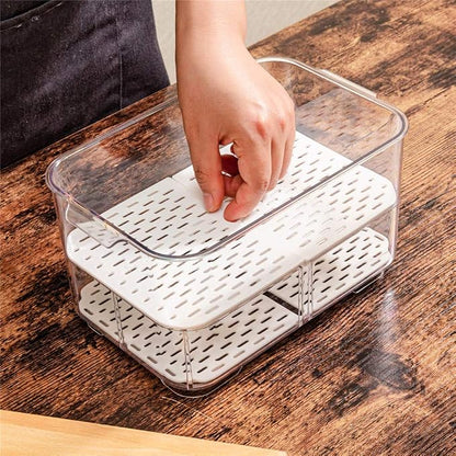 SANNO Vegetable Fruit Storage Containers, Refrigerator Storage Containers Fresh Produce Saver with Lids and Vents,Stackable Salad Lettuce Keeper for Refrigerator,BPA-free Stay Fresh Containers Bin