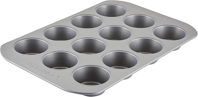 Farberware Bakeware Nonstick Muffin Pan, 12-Cup, Cupcake Baking Pan, Gray