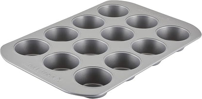 Farberware Bakeware Nonstick Muffin Pan, 12-Cup, Cupcake Baking Pan, Gray