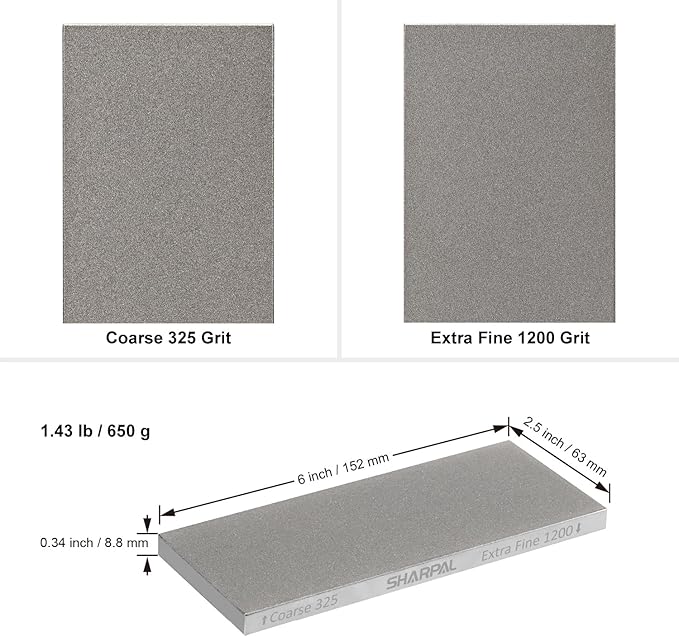 SHARPAL 156N Double-sided Diamond Sharpening Stone Whetstone Knife Sharpener | Coarse 325 / Extra Fine 1200 Grit | Storage Case with NonSlip Base & Angle Guide (6 in. x 2.5 in.) Fathers Day Gift