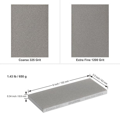SHARPAL 156N Double-sided Diamond Sharpening Stone Whetstone Knife Sharpener | Coarse 325 / Extra Fine 1200 Grit | Storage Case with NonSlip Base & Angle Guide (6 in. x 2.5 in.) Fathers Day Gift