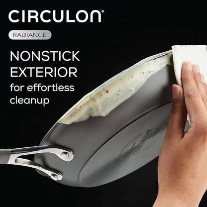 Circulon Radiance Hard Anodized Nonstick Frying Pan, Dishwasher Safe, Oven Safe Skillet Set, Frying Pan Cookware Set, 2-Piece, Gray