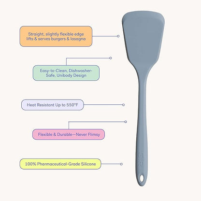 GIR: Get It Right Silicone Spatula Turner - Heat-Resistant & Non-Stick Core with Flexible Tip - Pancake Flipper - Dishwasher Safe, Ultimate Turner - 13IN - Slate