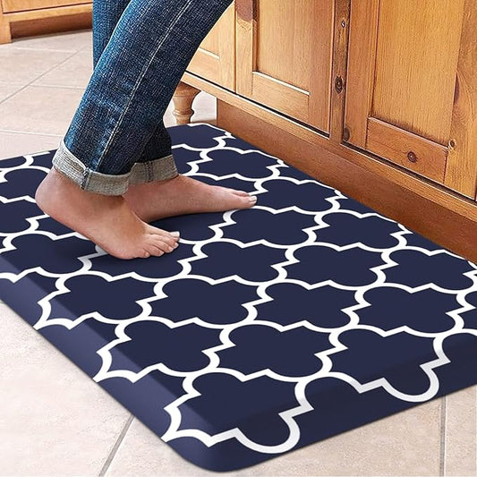 WISELIFE Kitchen Runner Rugs Anti-Fatigue mats - 4/5 Inch Non Slip Waterproof Ergonomic Comfort Mat for Kitchen, Floor Home, Office, Sink, Laundry (17.3"x 28",Blue)