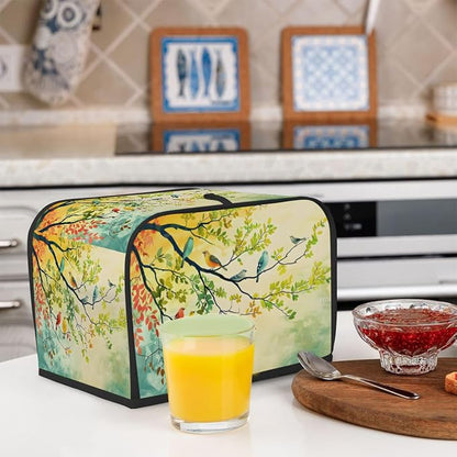 Animal Bird Toaster Cover 2 Slice Wide Slot Washable Toaster Covers | Tree Art Dust and Fingerprint Protection Bread Maker Covers for Kitchen Accessories Decor Bakeware Women Gift