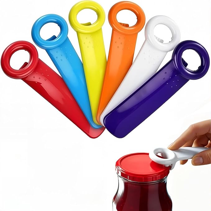 6 Pack Jar Key Opener for Weak Hands and Seniors Plastic Bottle Opener for Kitchen and Parties Effortless Jar Lid Vacuum Seal Popper Tool for Arthritis and Carpal Tunnel Relief