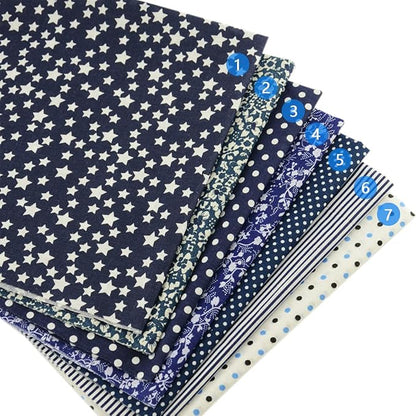 Cotton Fabric for Sewing 7 Pieces (20"X20"), Fabric Bundles, Precut Fabric for Patchwork, Pretty Floral Pattern, Material for Quilting, Sewing Cloths, DIY Artcraft for Sewing -Navy