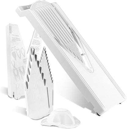 Mandoline Food Slicer Börner V3 (Starter Set) by Reston Lloyd • V-Slicer with Blade Storage & Safety Food Holder • Made in Germany • Fruit & Vegetable Chopper • Multiple Settings: White
