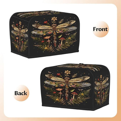 Animal Dragonfly Toaster Cover 4 Slice Wide Slot Washable Toaster Covers | Flower Art Dust and Fingerprint Protection Bread Maker Covers for Kitchen Accessories Decor Bakeware Women Gift