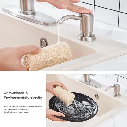 GAGALIFE Built in Counter Soap Dispenser (Brushed Nickel) for Kitchen Sink and Soap Dispenser Extension Tube, Anti-Leakage Upgrade with 40" Soap Tube No More Top Refill