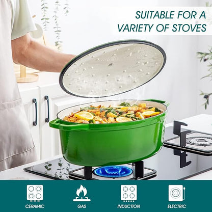 vancasso Enameled Cast Iron Dutch Oven, 9.3 Quart Dutch Oven Pot with Lid, Oval Dutch Oven Cast Iron Pot with Non Stick Enamel Coating for Bread Baking
