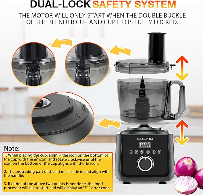 12 Cup Smart Food Processor | Electric Food Chopper Slicer, French-Fry Slicing Shredding Chopping Kneading Cutter, For Meat, Vegetable, Fries, Cheese