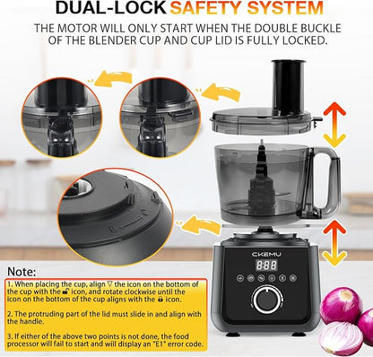 12 Cup Smart Food Processor | Electric Food Chopper Slicer, French-Fry Slicing Shredding Chopping Kneading Cutter, For Meat, Vegetable, Fries, Cheese