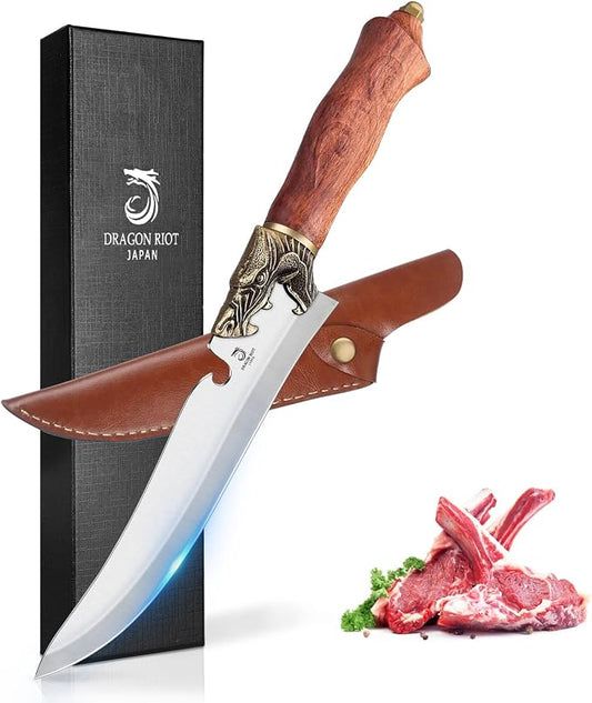 DRAGON RIOT Sharp Boning Knife for Meat Cutting, Full Tang Meat Deboning Knives with Sheath High Carbon Steel for Home Kitchen