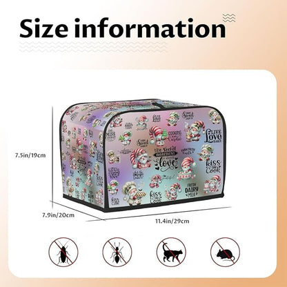 Toaster Cover 2 Slice Wide Slot Cute Christmas GnomesBread Toaster Oven Dustproof Cover Small Appliance Kitchen Covers Dust and Fingerprint Protection for Women Gift 2 Slice