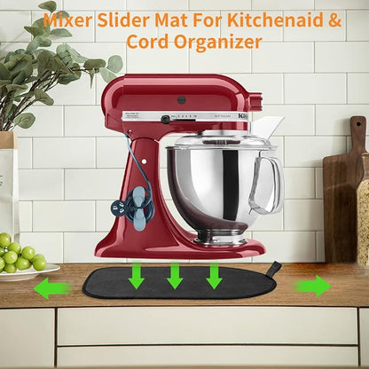 Sliding Mat for Kitchenaid Mixer with 2 Grey Kitchen Accessories, Mixer Mover Slider Mat Pad for Kitchenaid 4.5-5 Qt Tilt-Head Stand Mixer, Kitchen Appliance Slider Mat, Kitchen Aid Mixer Accessories