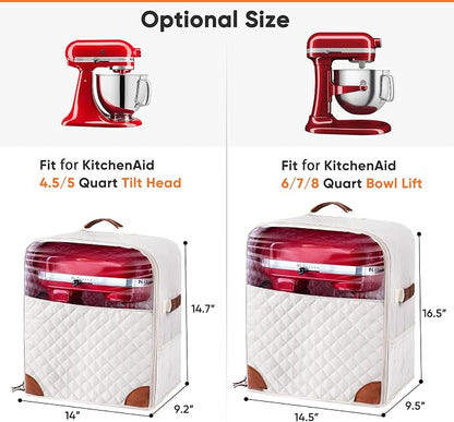 BAGSPRITE Stand Mixer Cover with Appliance Sliders Base Compatible with KitchenAid Mixer-Storage Bag for 4.5/5 Quart with Pockets for Kitchen Aid Accessories and Attachments