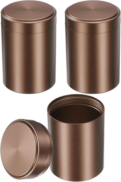 uxcell 3pcs Portable Storage Jar, Multipurpose Airtight Container Bottle Mini Smell Proof Metal Round Tins with Lid for Spices Coffee Tea Candy, Coffee
