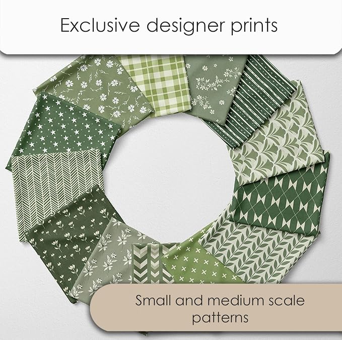 Cotton Satin Patchwork Fabric Panel – 35 Designs, 20×20 cm Squares, Single Piece 150×110 cm, Green Patchwork Quilt Fabric (Olive Garden Patchwork Set, 35pcs 8x8 inch)
