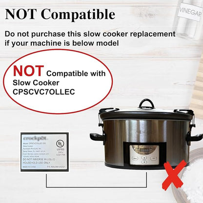 Glass Replacement oval Lid for 7Qt CrockPot Slow Cooker Modles CPSCVC70LL,SCCPVLF712-S-BR and CPSCVTS70LL-S