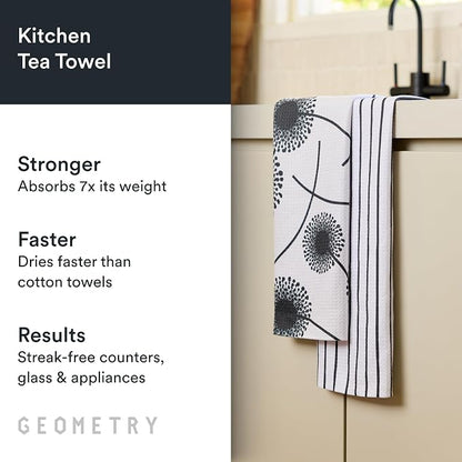 GEOMETRY Kitchen Tea Towels - Quick Dry Microfiber Dish Towels for Kitchen Linen Breeze, 18" x 30" 2 Pack