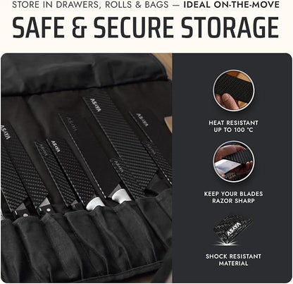 Asaya Professional Chef Knife Edge Guards – 4 Piece Knives Universal Covers - Extra Strength ABS Plastic and Food Safe Kitchen Knife Sheath Covers – Knives Not Included