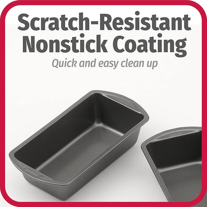 GoodCook Nonstick Loaf Pan 8 x 4-Inch Heavy-Duty Steel Bakeware with Easy-Clean Non-Stick Coating,Oven & Dishwasher Safe Pan for Meatloaf Breads Lasagnas Casseroles & More,Set of 2,Gray,(Pack of 12)