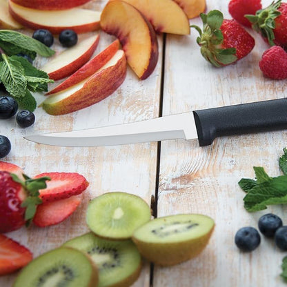 Rada Cutlery 3-Piece Cook's, Cook's Utility, and Super Parer Knives with Quick Edge Sharpener, Stainless Steel Blades, Black Handle