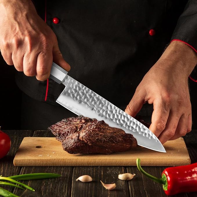 Japanese Chef Knife 8 Inch Professional Chef's Knife Ultra Sharp Kitchen Knife Japanese 9-Layers VG-10 Clad, Chef Knife for Meat Vegetable Fruit Meat & Sushi Knife with Sheath & Case