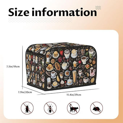 Coffee Toaster Cover 2 Slice Wide Slot Washable Toaster Covers | Fruit Lemon Dust and Fingerprint Protection Bread Maker Covers for Kitchen Accessories Decor Bakeware Women Gift