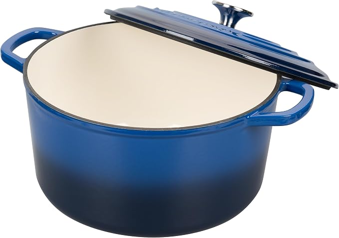 VORRINGARD Enameled Cast Iron Dutch Oven Pot with Lid, for Sourdough Bread Baking, Round Dutch Ovens, 4.5 Quart, Blue