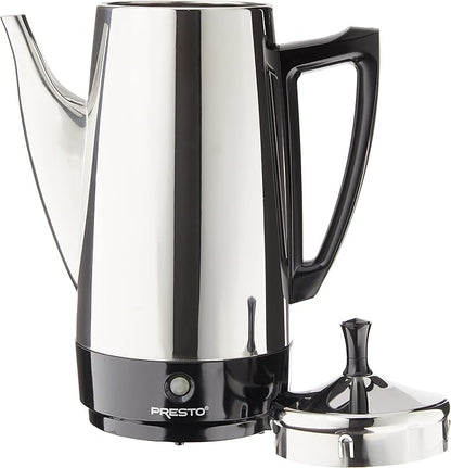 Presto 02811 Stainless Steel Electric Coffee Percolator - 12-Cups,Easy-Pour Spout,Stay-Cool Handle,Make 2-12 Cups,(Pack of 2)