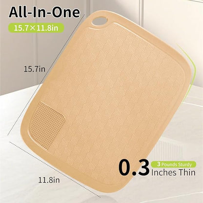 Compostable Rice Husk Cutting Board, Rice Husk Fiber & Natural Starch Cutting Boards, Dishwasher Safe Cutting Boards for Kitchen with Non-Slip Pads, Grinding Area, Juice Groove, 15.7" x11.8"